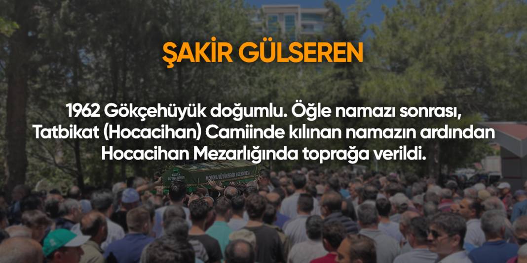 Konya'da bugün vefat edenler | 3 Kasım 2025 10